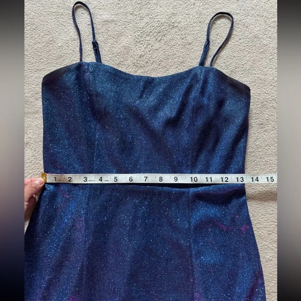 Lulu's‎ Women's Shiny Royal Blue Metallic Sleeveless Lined Mini Dress Size Small